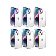 Zore Apple iPhone 14 Plus Uyumlu Kamera Korumalı Renkli Çerçeveli Garaj Kapak Mavi Açık Kılıf