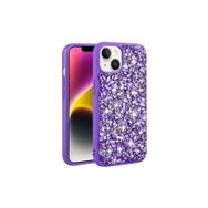 Zore Apple iPhone 14 Uyumlu Mor Parlak Taşlı Tasarım Linea Kapak Kılıf