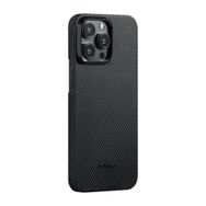 Zore Apple iPhone 15 Pro Max Magsafe Şarj Özellikli 600D Aramid Fiber Pitaka Ultra-Slim Classic Serisi Black-Grey Twill Kapak Kılıf