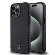 Zore Apple iPhone 15 Pro Max Mercedes Benz Orijinal Lisanslı Tırtıklı Kenar Tasarımlı Metal Yıldız Logolu Pürüzsüz Hakiki Deri Kapak Kılıf