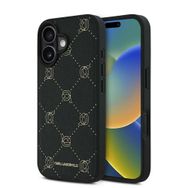 Zore Apple iPhone 16 Karl Lagerfeld Orijinal Lisanslı Magsafe Şarj Özellikli PU Deri Karl Heads Desenli Klasik Logolu Kapak Kılıf