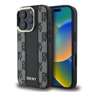Zore Apple iPhone 16 Pro DKNY Orijinal Lisanslı Magsafe Şarj Özellikli 3D Yazılı Checkered Pattern Kapak Kılıf