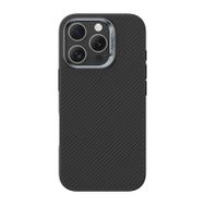 Zore Apple iPhone 16 Pro Karbon Fiber Magsafe Şarj Özellikli Benks Hybrid ArmorPro 600D Kevlar Kapak Siyah Kılıf