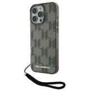 Zore Apple iPhone 16 Pro Karl Lagerfeld Orijinal Lisanslı KL Desenli Saydam Bilek Askı İpli Klasik Logolu Kapak Kılıf