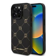 Zore Apple iPhone 16 Pro Karl Lagerfeld Orijinal Lisanslı Magsafe Şarj Özellikli PU Deri Karl Heads Desenli Klasik Logolu Kapak Kılıf