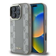 Zore Apple iPhone 16 Pro Max DKNY Orijinal Lisanslı Magsafe Şarj Özellikli 3D Yazılı Checkered Pattern Kapak Kılıf