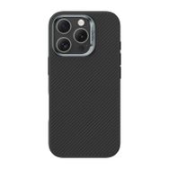 Zore Apple iPhone 16 Pro Max Karbon Fiber Magsafe Şarj Özellikli Benks Hybrid ArmorPro 600D Kevlar Kapak Siyah Kılıf
