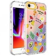 Zore Apple iPhone SE 2022 Kamera Korumalı Renkli Desenli Sert Silikon Zore Korn Kılıf