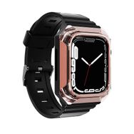 Zore KRD-88 Sert Apple Watch 42 mm Uyumlu PC Kasa Koruyuculu Rose Gold Silikon Kordon