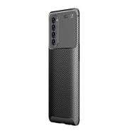 Zore Oppo Reno 4 Pro Negro Silikon Focus Fiber Karbon Kamera Korumalı Kılıf