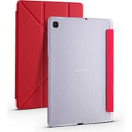 Zore Samsung Galaxy Tab S6 Lite P610 Tri Folding Smart With Pen Standlı - Kırmızı Kılıf