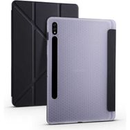 Zore Samsung Galaxy Tab S7 T870 Tri Folding Kalem Bölmeli Standlı - Siyah Kılıf