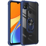 Zore Xiaomi Redmi 9C Standlı Arkası Şeffaf Kenarları Airbag Kapak Lacivert Kılıf