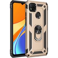 Zore Xiaomi Redmi 9C Zırhlı Standlı Mıknatıslı Tank Kapak Gold Kılıf