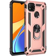 Zore Xiaomi Redmi 9C Zırhlı Standlı Mıknatıslı Tank Kapak Rose Gold Kılıf