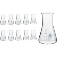 Zürih Ticaret Cam Erlen 250 mL - Erlenmeyer Flask - Geniş Boyunlu Isıya Dayanıklı - 10 Adetlik Toptan Set