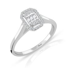 0.15 ct Modern Tasarım Baget Kare Tektaş Yüzük