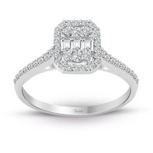 0.34 ct Modern Tasarım Baget Kare Tektaş Yüzük