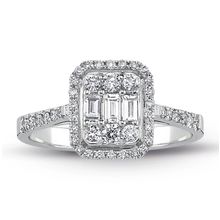 0.60 ct 18K Modern Tasarım Baget Kare Tektaş Yüzük