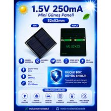 1.5V 250mA 52x52mm Güneş Paneli - Solar Panel
