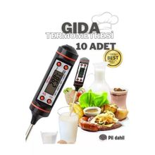 10 Adet Siyah Renk Dijital Gıda Yemek Termometresi Yemek Isı Ölçer