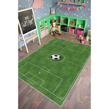 10 Post Online Figürlü Futbol Sahası Desenli Yeşil Kaydırmaz Kesme 80x175 cm Çocuk Odası Halı