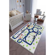 10 Post Online Kaymaz Oval Kesme Pembe Renkli Yeşil 70x400 cm Çocuk Odası Halı
