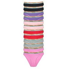 12 Adet Beli Renkli Lastik Pamuklu Kadın Slip Tutku Külot
