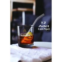 12li Cam Şeffaf Eğimli Pipet 16cm