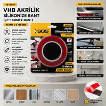 15Mmx5yrd Vhb Akrilik Silikonize Bant Çift Taraflı Bant (5332)
