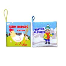 2 Kitap İngilizce Çiftlik Hayvanları ve Kışlık Giysiler Kumaş Sessiz Kitap