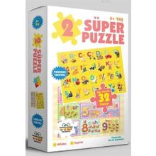 2 Süper Puzzle - Alfabe - Sayılar - 0-6 Yaş Yayınları