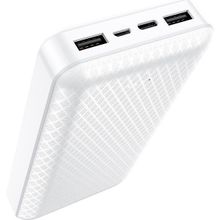 20000MAH 74WH, Dual USB Output, Usb-C Input ve Micro USB Input Güç Bankası Powerbank iPhone ile Uyumlu Şarj Seviyesi LED Gösterli Kompak ve Modern Tasarım BJ3A - Beyaz