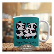 2147788805 Mutlu Panda Ailesi Baskılı Kupa Bardak