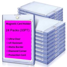 24 ct Manyetik Kart Tutucu, 35 pt Kart Koruyucuları Sert Plastik Kalınlık Ticaret Kartları, MTG Kartları, YUGIOH Kartları, Spor Kartları, Beyzbol Kartları Üstten Yükleyiciler, Basketbol/Futbol