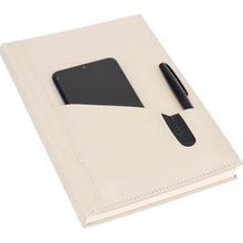 2K Deri Telefon Kılıflı Kapak Defter Tarihsiz Çizgili Bej 17x24 cm Ajanda