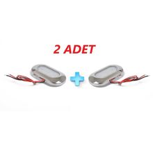 2'li Tekne Merdiven Lambası. 12v. Krom Çerçeve. Beyaz. Aydınlatma Beyaz