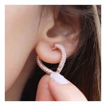 3 Boyutlu Kalp Rose Gold Kaplama Gümüş Küpe