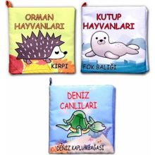 3 Kitap Tox Orman Deniz ve Kutup Hayvanları Kumaş Sessiz Kitap
