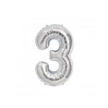 3 Rakamı Gümüş Folyo Balon