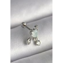316L Çelik Gümüş Renk Beyaz Minelik Kalp Sallantı Zirkon Taş Detay Tragus Piercing