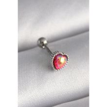 316l Çelik Gümüş Renk Kırmızı Mineli Kalp Tragus Piercing