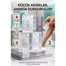 3'lü Paket Kan Durdurucu Kan Taşı | Tıraş ve Kesik İçin Anında Şap Taşı | Styptic Alum Blok 723125
