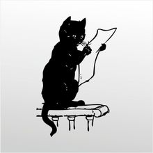40 cm Gazete Okuyan Kedi Folyo Sticker