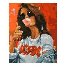 40x50 cm Rapci Kız Sayılarla Boyama Seti Çerçevesiz Duvar Sticker