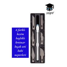 6 Farklı Kesim Başlıklı Kretuar Bıçak Seti Hobi Neşterleri