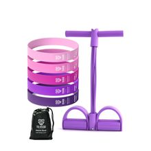 6LI SET Body Trimmer + Pilates Lastiği Seti Mekik Kürek Çekme Spor Kondisyon Egzersiz Aleti Mor