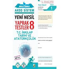 8. Sınıf Yeni Nesil T.C.İnkılap Tarihi ve Atatürkçülük Yaprak Testler - Damla Yayınları