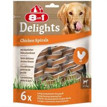 8in1 Smart Delights Chicken Spirals Tavuklu 6x60 gr Burgu Köpek Ödülü