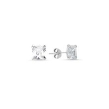 925 Ayar 6 mm Kare Form Zirkon Tektaş Küpe